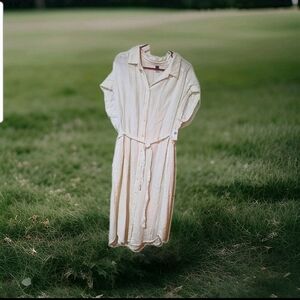 NWT Old Navy Off White Lined 100 Cotton Spring/Summer Midi Dress Sz PL
